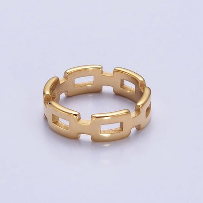 Stainless Steel Boxy Cable Chain Link Ring in Gold &amp; Silver | O-1657~O-1664