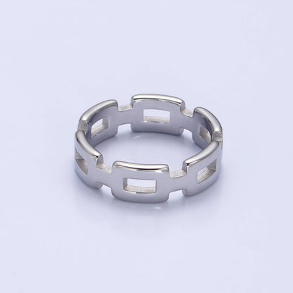 Stainless Steel Boxy Cable Chain Link Ring in Gold &amp; Silver | O-1657~O-1664