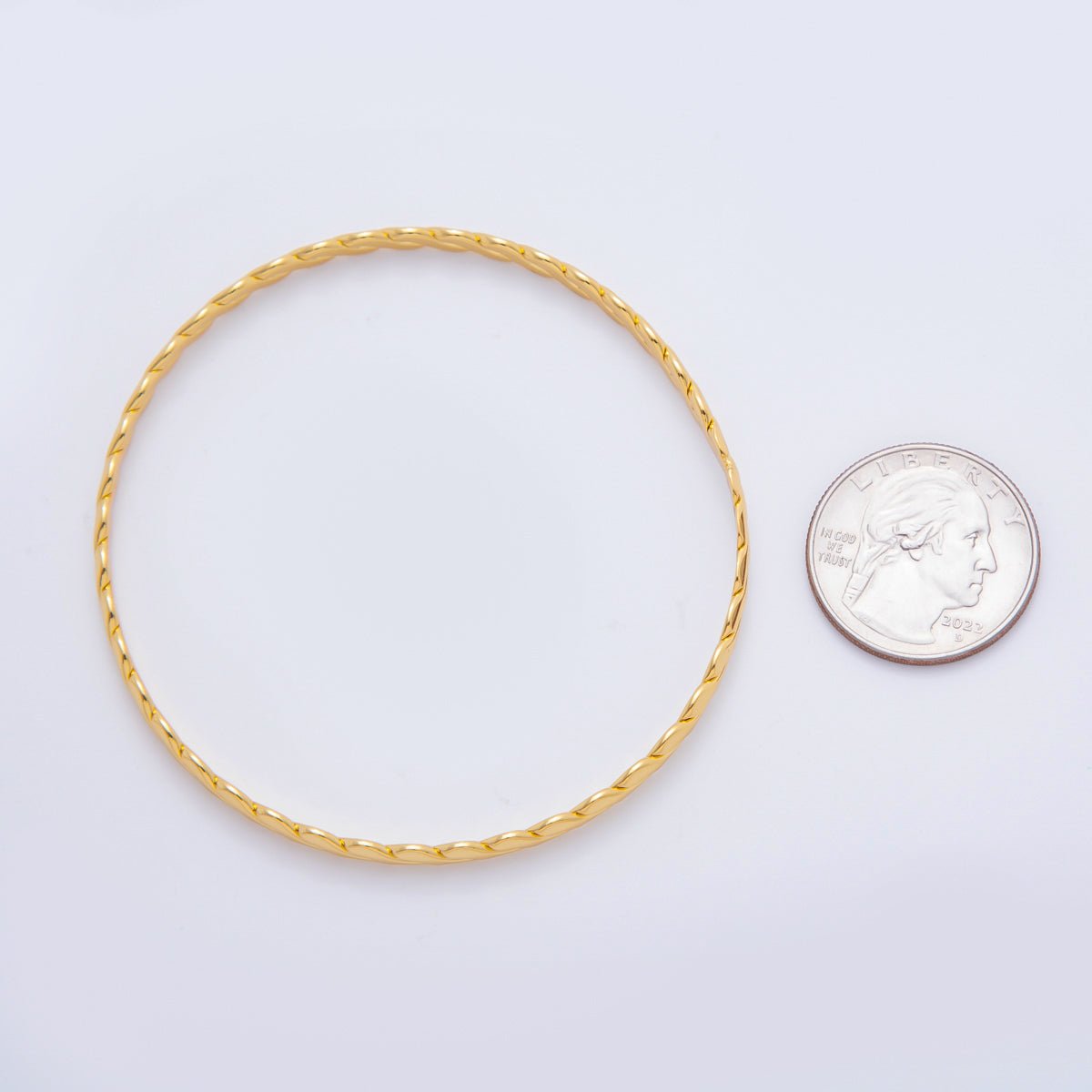 Gold Stainless Steel Braided Weave Round Bangle Layer Bracelet | WA-3467
