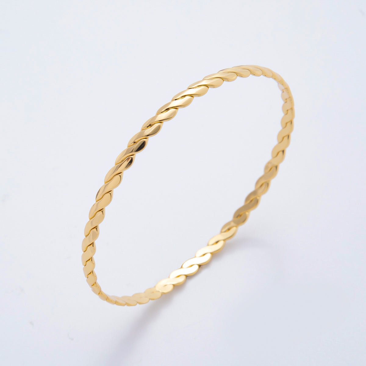 Gold Stainless Steel Braided Weave Round Bangle Layer Bracelet | WA-3467