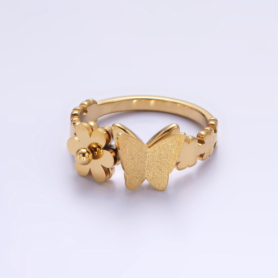 Stainless Steel Butterfly Flower Minimalist Ring | U051 U052