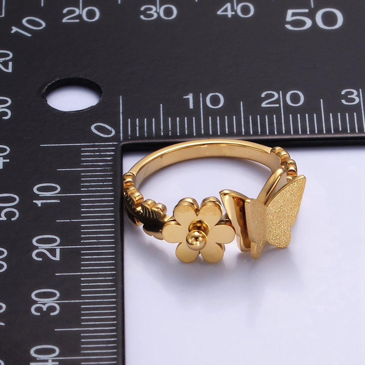 Stainless Steel Butterfly Flower Minimalist Ring | U051 U052