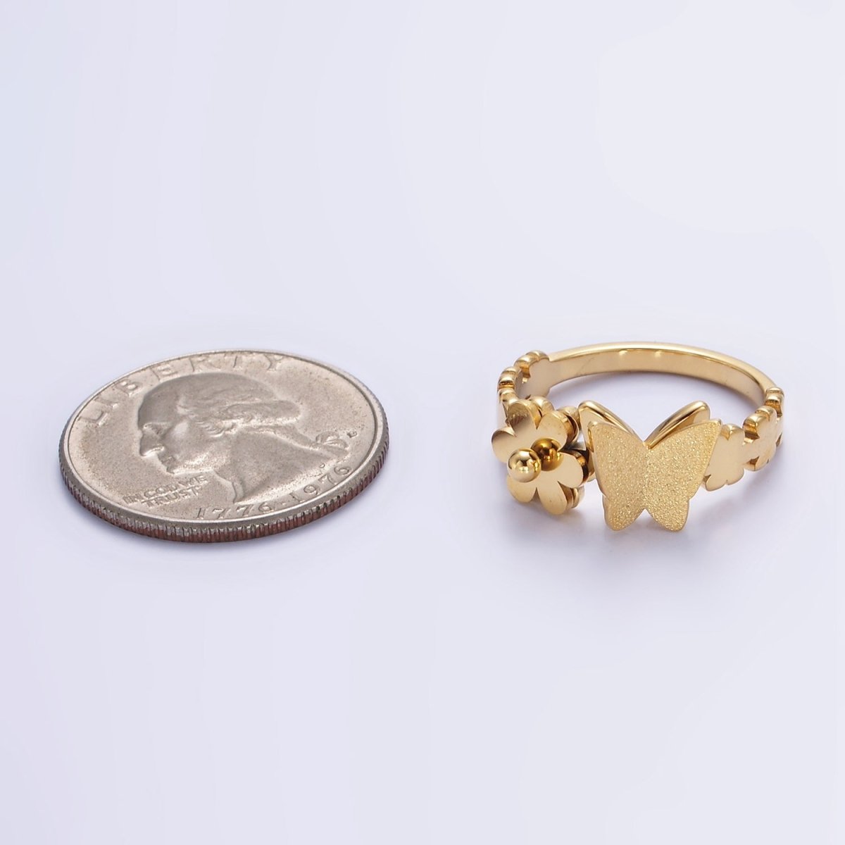 Stainless Steel Butterfly Flower Minimalist Ring | U051 U052