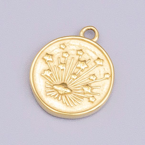 Stainless Steel Celestial Galaxy Space Stamped 13mm Round Charm in Silver &amp; Gold | P-912