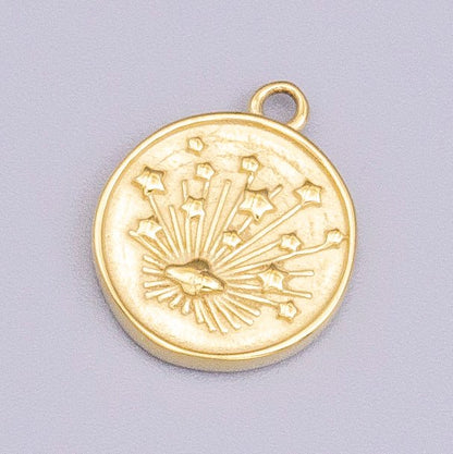 Stainless Steel Celestial Galaxy Space Stamped 13mm Round Charm in Silver &amp; Gold | P-912