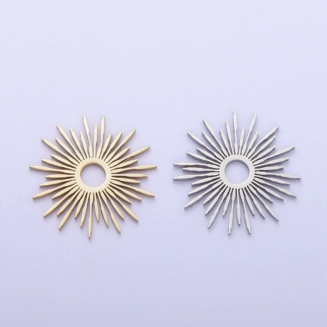 Stainless Steel Celestial Shining Sun Star Ray Beam Charm in Gold &amp; Silver | P-896