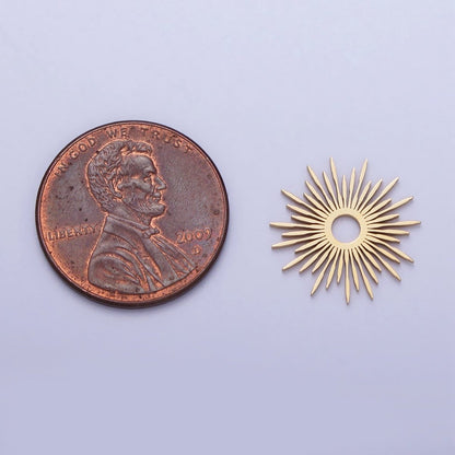 Stainless Steel Celestial Shining Sun Star Ray Beam Charm in Gold &amp; Silver | P-896