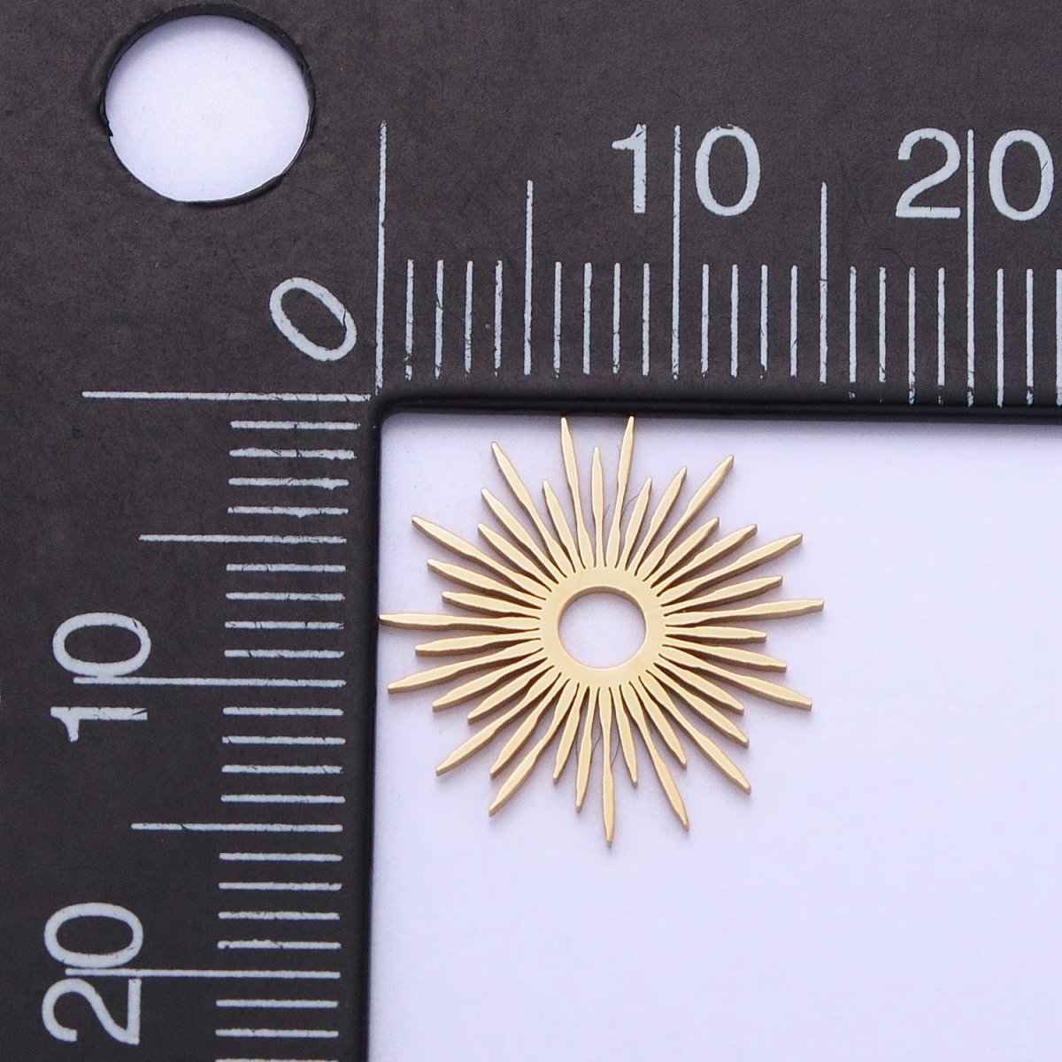 Stainless Steel Celestial Shining Sun Star Ray Beam Charm in Gold &amp; Silver | P-896