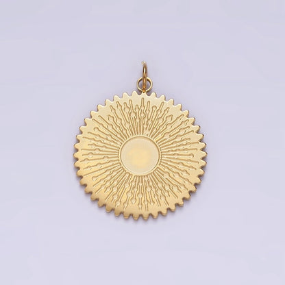 Stainless Steel Celestial Sun Electric Lined Minimalist Round Charm | P1351
