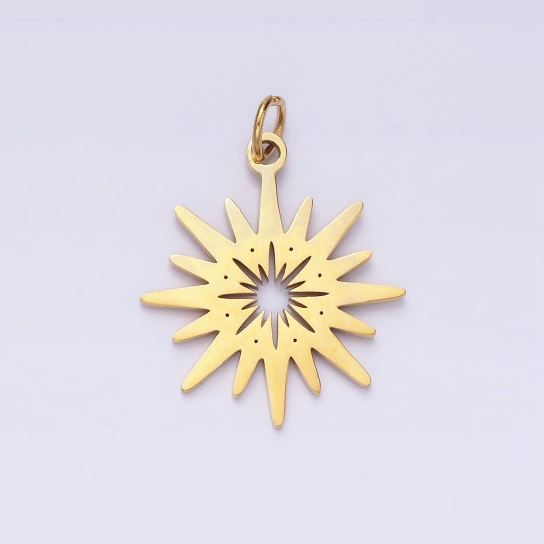 Stainless Steel Celestial Sunburst Ray Star Minimalist Open Charm | P1352