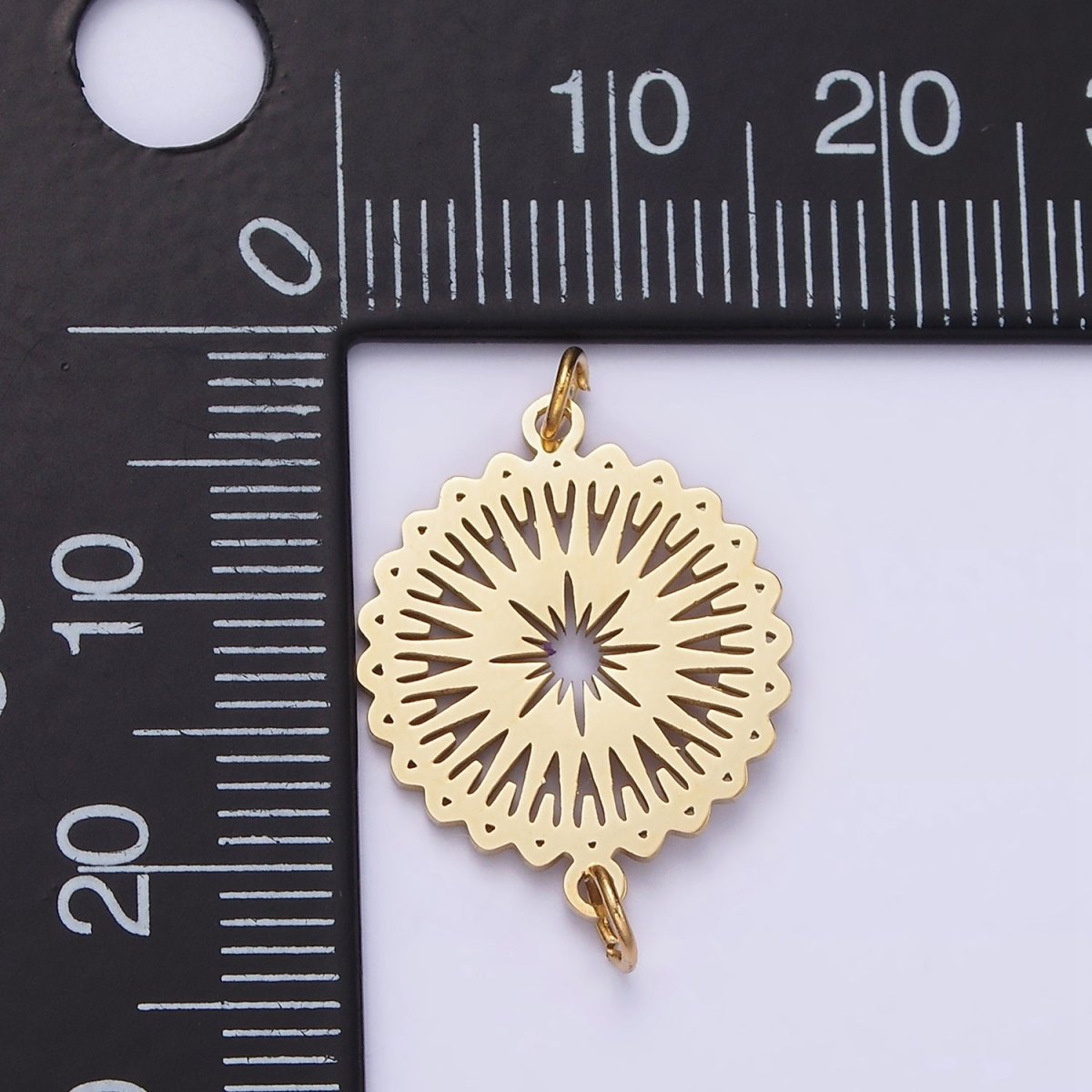 Stainless Steel Celestial Sunburst Star Artisan Minimalist Open Wavy Connector | P1354