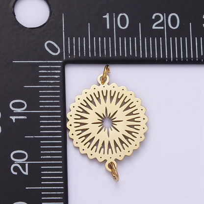 Stainless Steel Celestial Sunburst Star Artisan Minimalist Open Wavy Connector | P1354