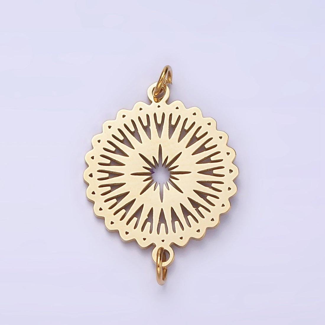 Stainless Steel Celestial Sunburst Star Artisan Minimalist Open Wavy Connector | P1354