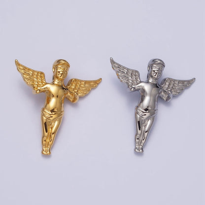 Stainless Steel Cherub Baby Angel Pendant in Gold &amp; Silver | P-1084