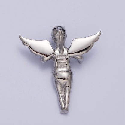 Stainless Steel Cherub Baby Angel Pendant in Gold &amp; Silver | P-1084