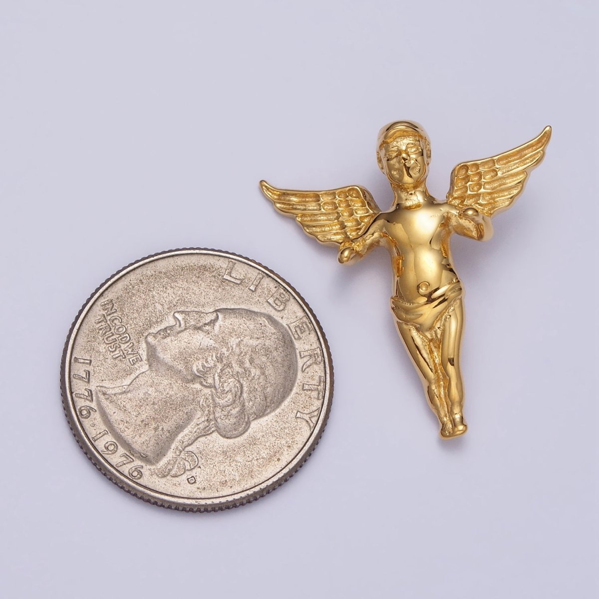 Stainless Steel Cherub Baby Angel Pendant in Gold &amp; Silver | P-1084
