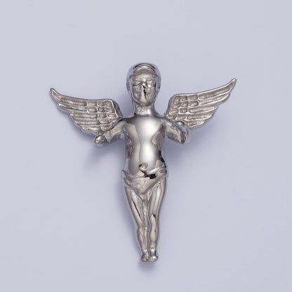 Stainless Steel Cherub Baby Angel Pendant in Gold &amp; Silver | P-1084