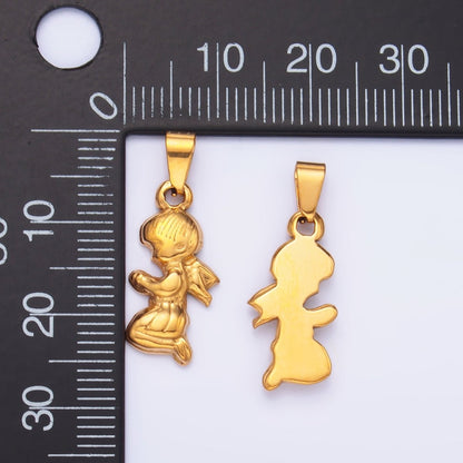 Stainless Steel Cherub Praying Angel Little Boy Pendant | P1550