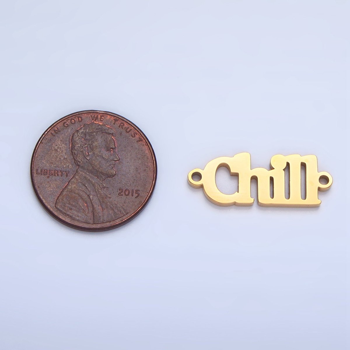 Stainless Steel "Chill" Word Charm Connector in Gold &amp; Silver | G-455