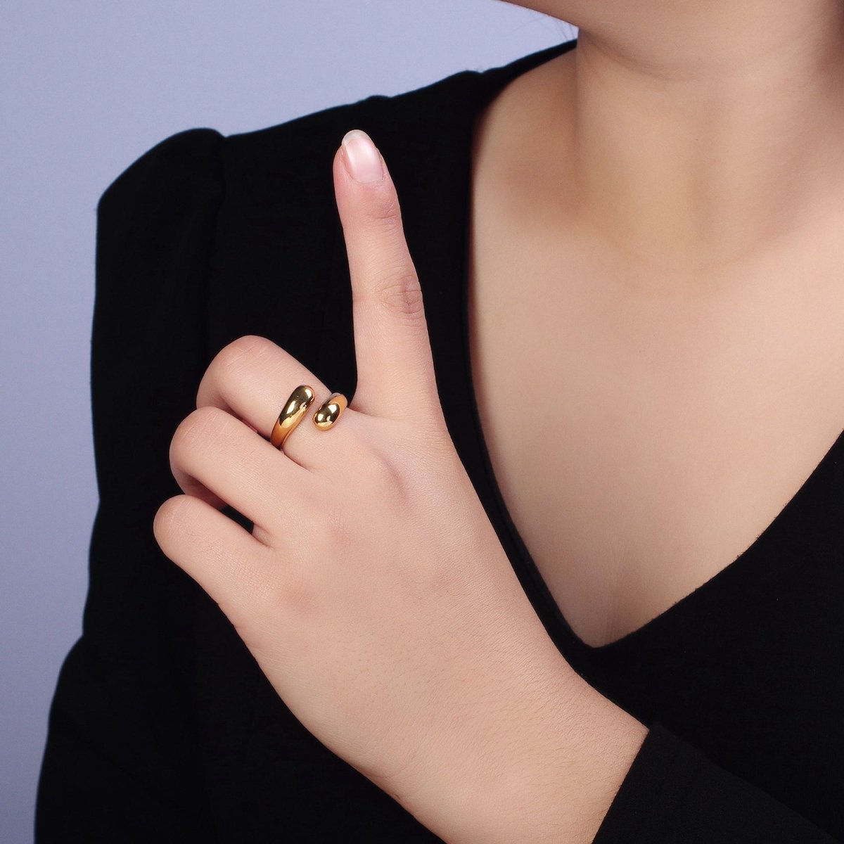 Stainless Steel Chubby Geometric Claw Open Band Ring in Gold &amp; Silver | O-1730~O-1732
