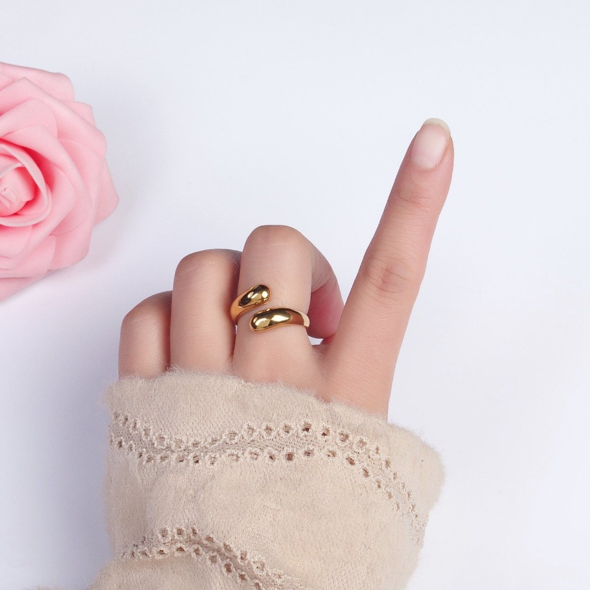 Stainless Steel Chubby Geometric Claw Open Band Ring in Gold &amp; Silver | O-1730~O-1732