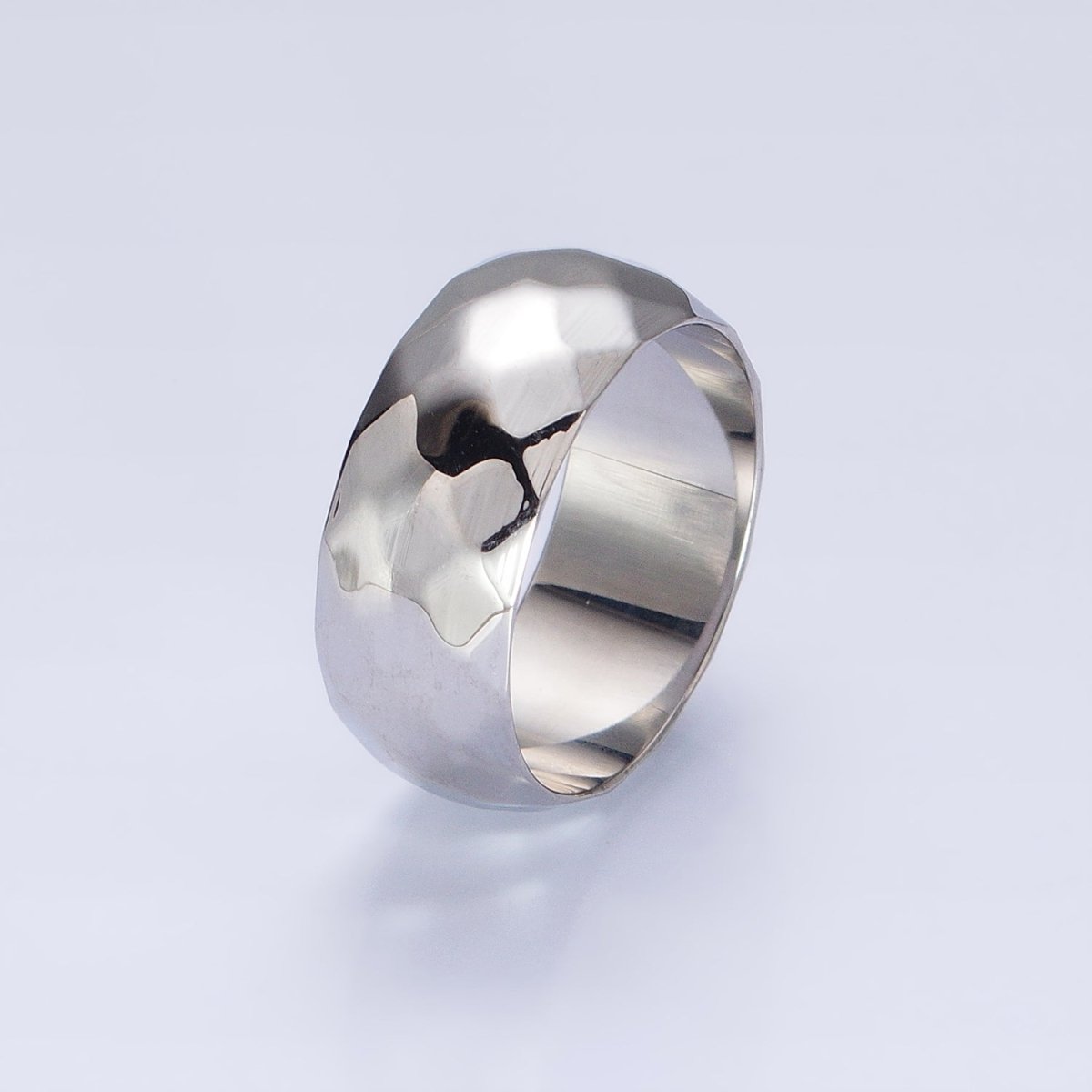 Stainless Steel Chunky Hammered Minimalist Band Ring in Gold &amp; Silver | O-1649~O-1656