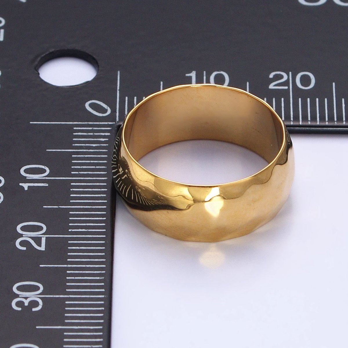 Stainless Steel Chunky Hammered Minimalist Band Ring in Gold &amp; Silver | O-1649~O-1656