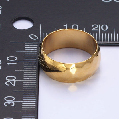 Stainless Steel Chunky Hammered Minimalist Band Ring in Gold &amp; Silver | O-1649~O-1656