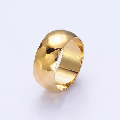 Stainless Steel Chunky Hammered Minimalist Band Ring in Gold &amp; Silver | O-1649~O-1656