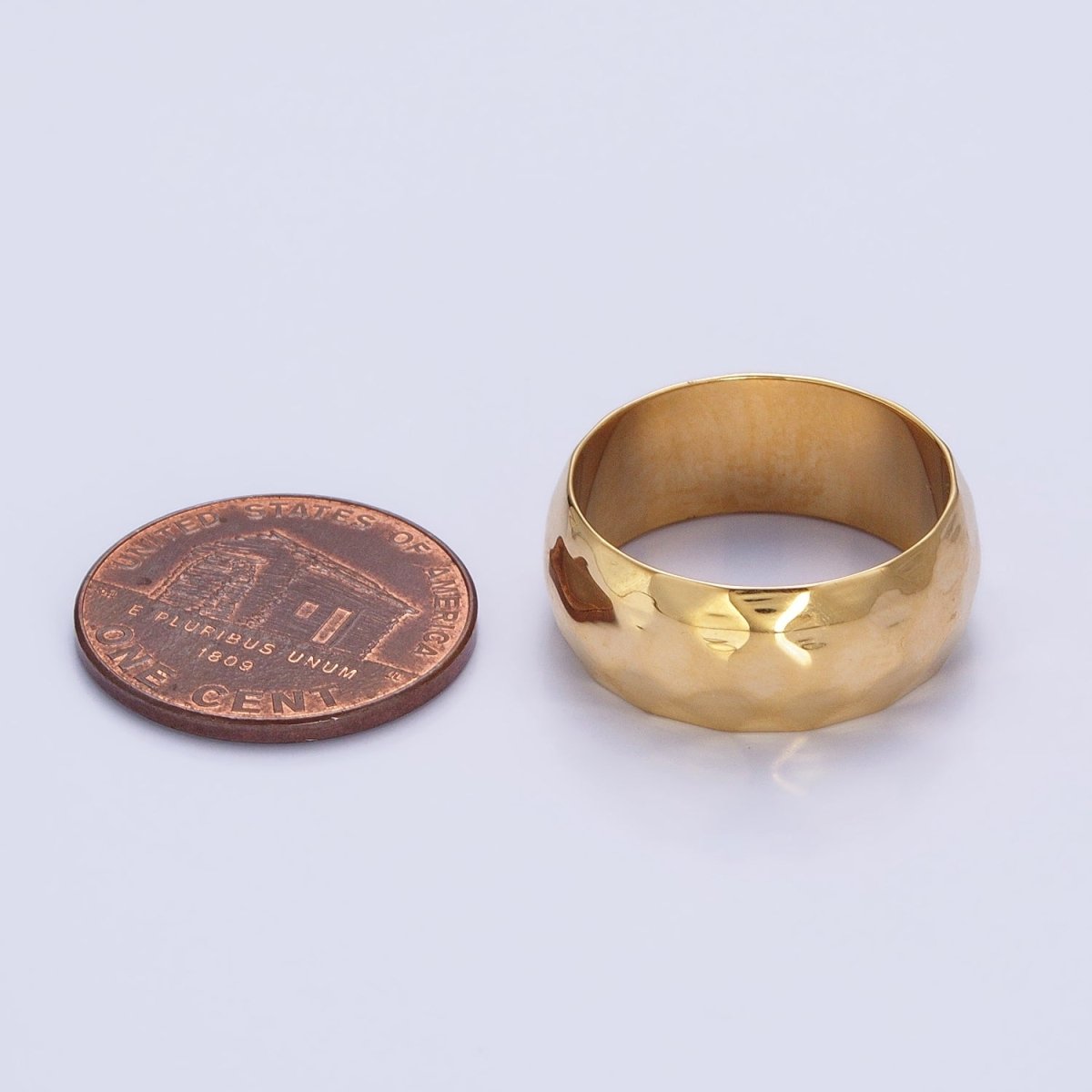 Stainless Steel Chunky Hammered Minimalist Band Ring in Gold &amp; Silver | O-1649~O-1656