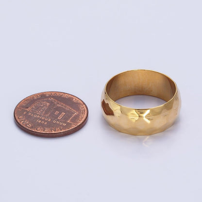 Stainless Steel Chunky Hammered Minimalist Band Ring in Gold &amp; Silver | O-1649~O-1656