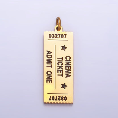 Stainless Steel "Theater Movie Cinema Ticket Admit One" Script Charm | P1264