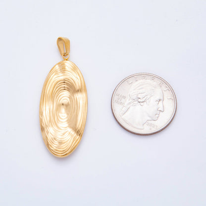 Stainless Steel Circular Lined Textured Oval Pendant | J-514