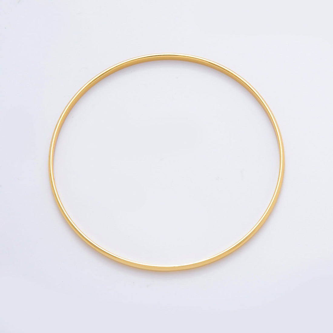 Gold Stainless Steel Dainty Minimalist Classic Circle Round Bangle Bracelet | WA-3470