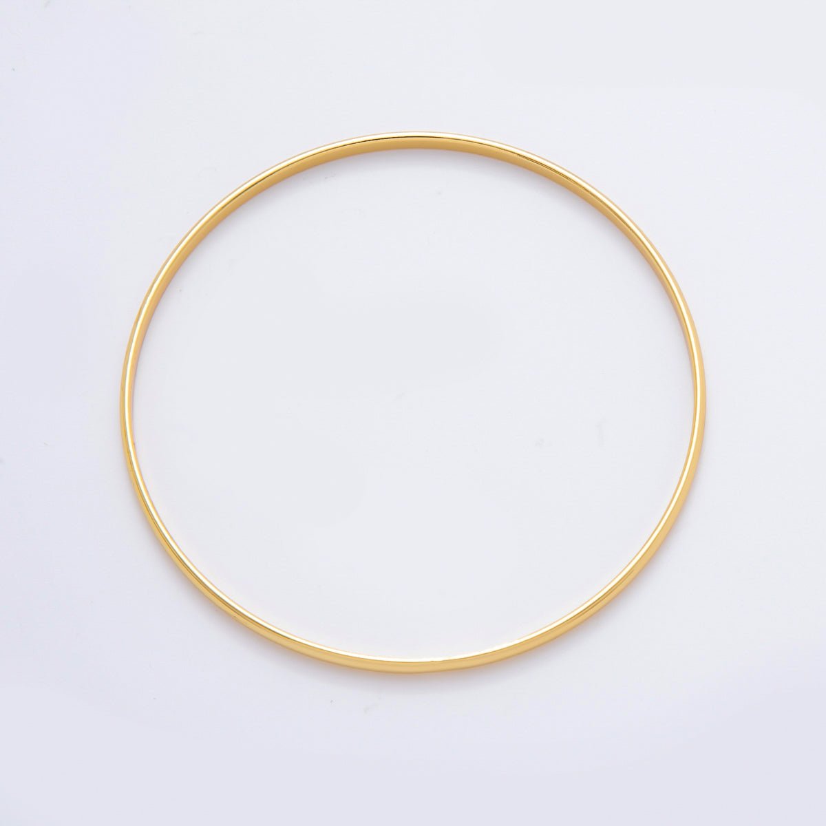 Gold Stainless Steel Dainty Minimalist Classic Circle Round Bangle Bracelet | WA-3470