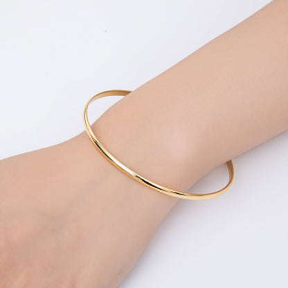Gold Stainless Steel Dainty Minimalist Classic Circle Round Bangle Bracelet | WA-3470