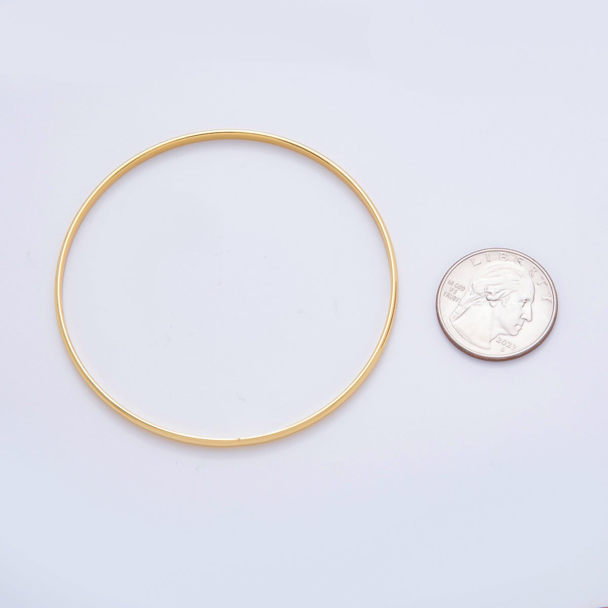 Gold Stainless Steel Dainty Minimalist Classic Circle Round Bangle Bracelet | WA-3470