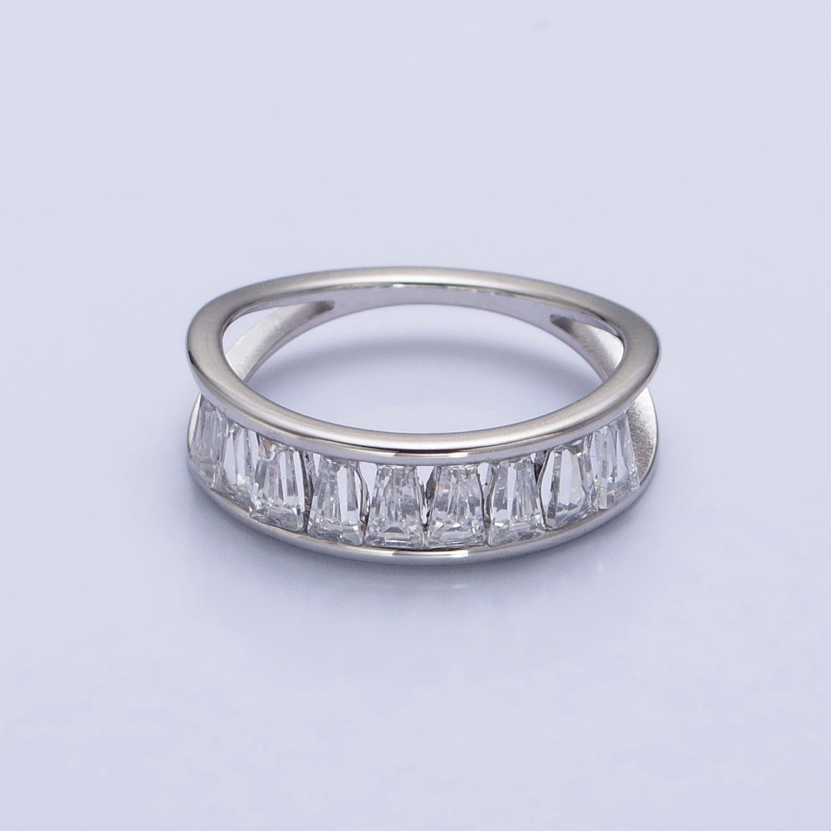 Stainless Steel Clear Baguette Double Band Ring in Gold &amp; Silver | AA-1170~AA-1177
