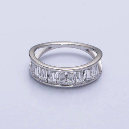 Stainless Steel Clear Baguette Double Band Ring in Gold &amp; Silver | AA-1170~AA-1177