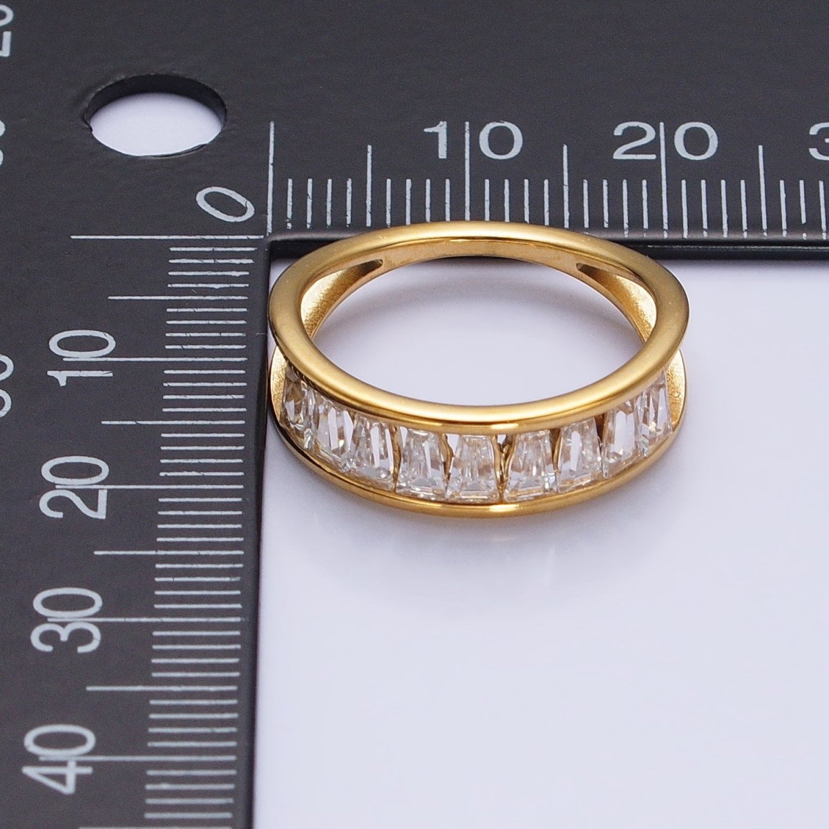 Stainless Steel Clear Baguette Double Band Ring in Gold &amp; Silver | AA-1170~AA-1177