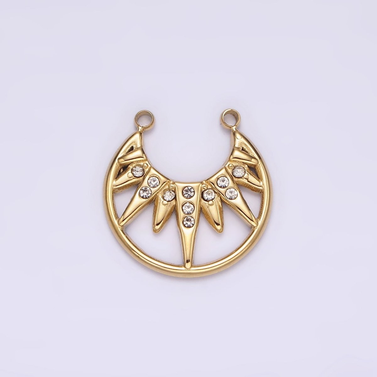 Stainless Steel Clear CZ Celestial Sunburst Ray Open Connector in Gold &amp; Silver | P1340