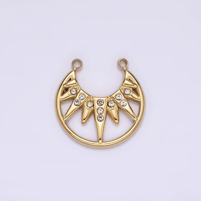 Stainless Steel Clear CZ Celestial Sunburst Ray Open Connector in Gold &amp; Silver | P1340