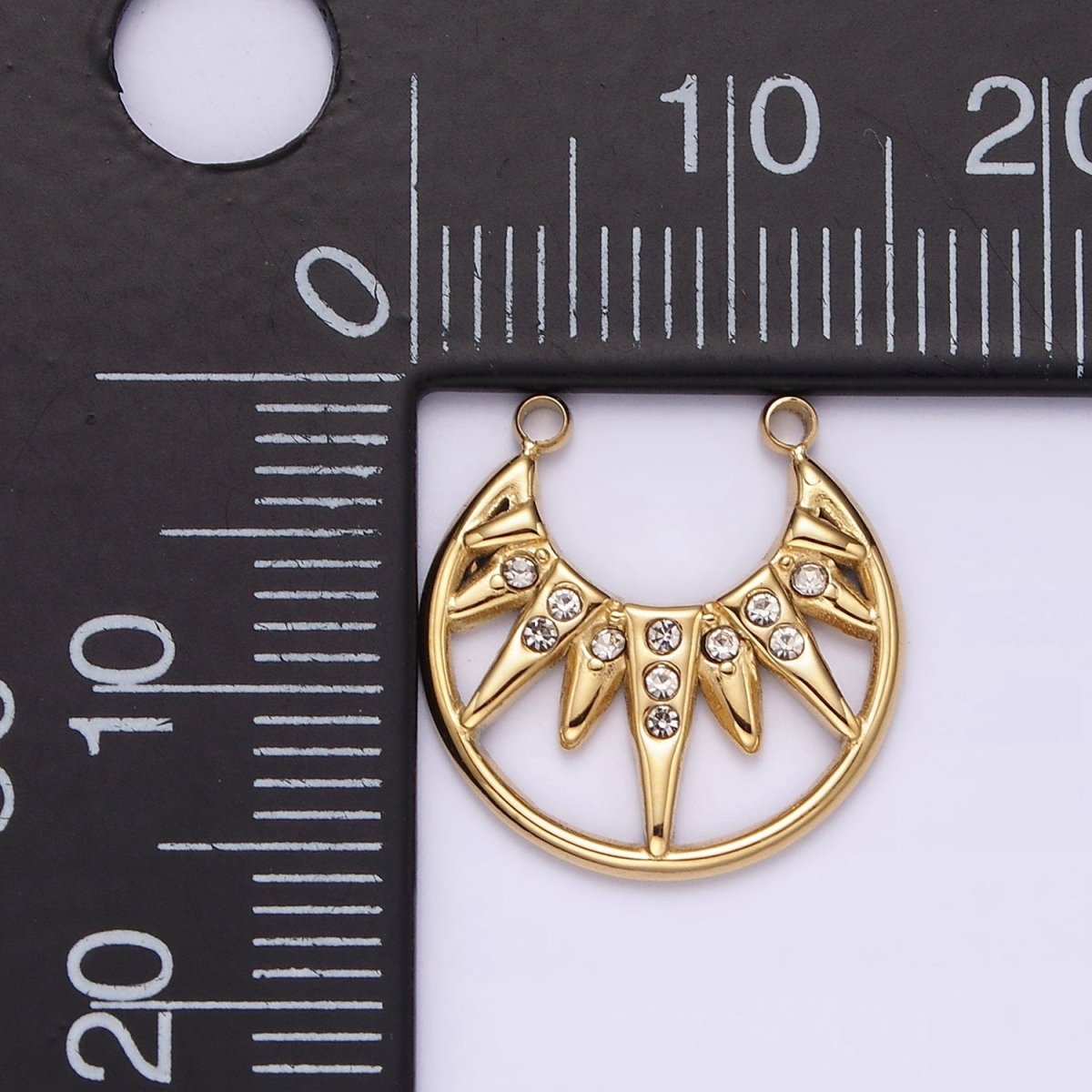 Stainless Steel Clear CZ Celestial Sunburst Ray Open Connector in Gold &amp; Silver | P1340