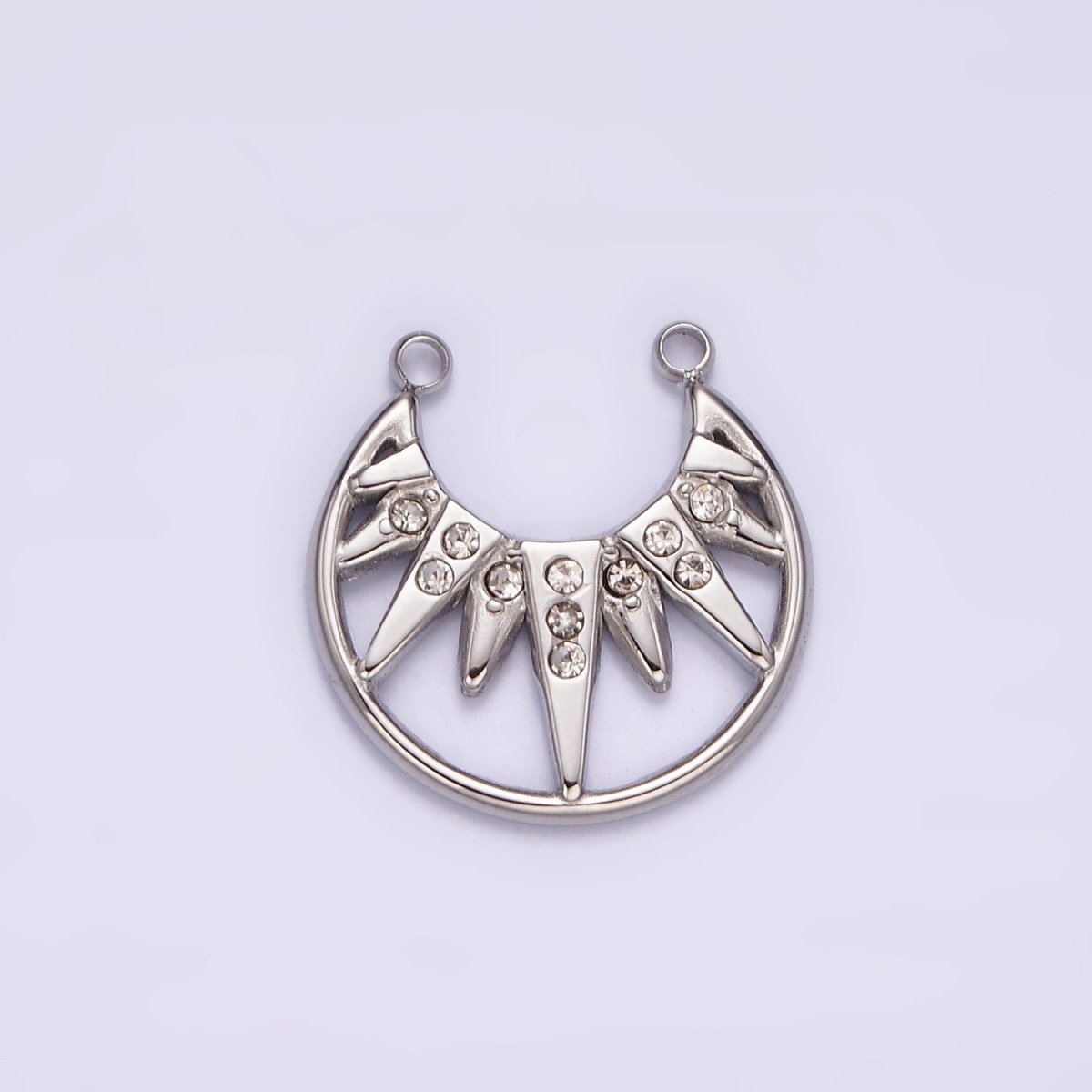 Stainless Steel Clear CZ Celestial Sunburst Ray Open Connector in Gold &amp; Silver | P1340