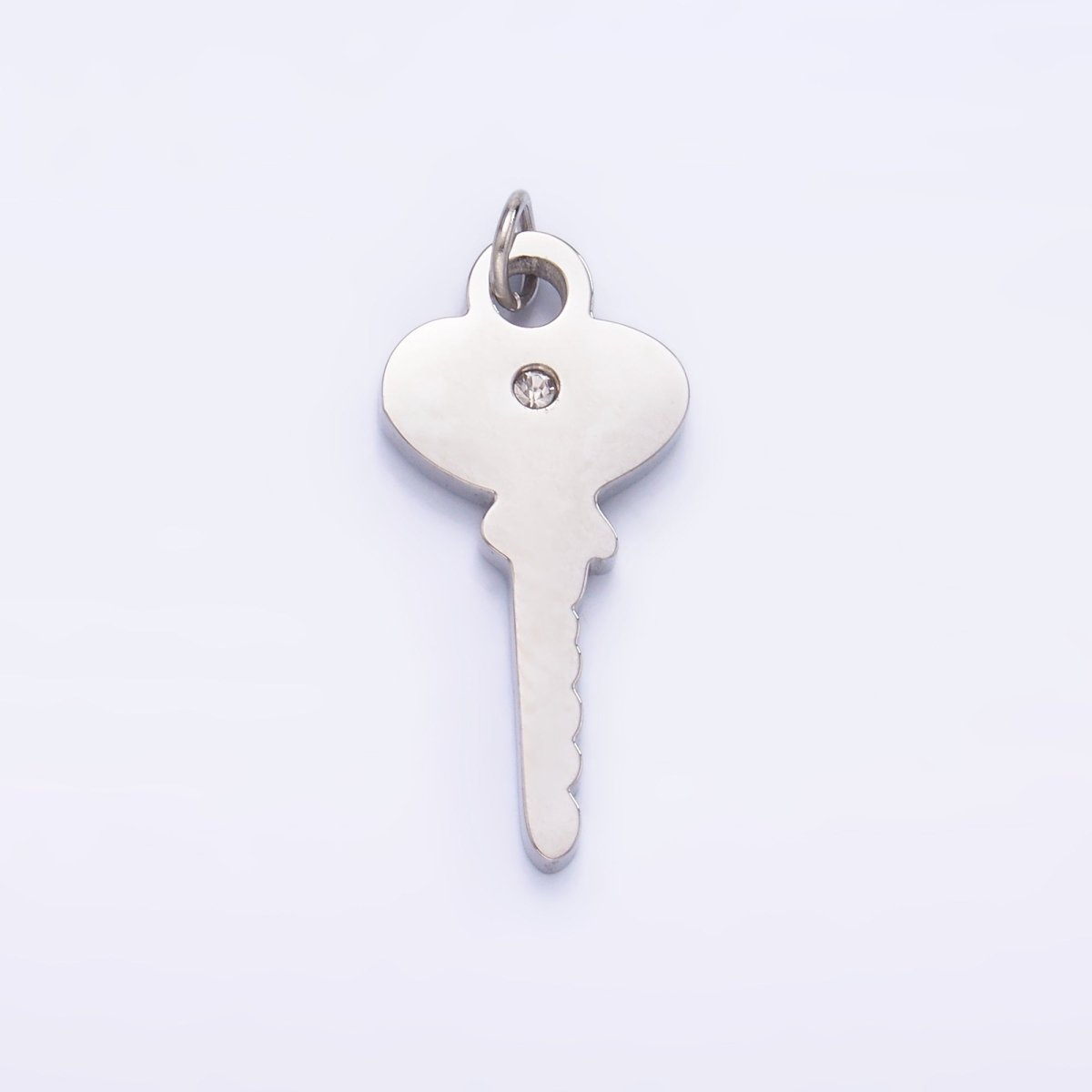 Stainless Steel Clear CZ Vintage Key Charm in Gold &amp; Silver | P849