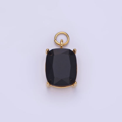 Stainless Steel Clear, Purple, Red, Black, Green Multifaceted CZ Charm | P982 P986