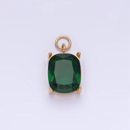 Stainless Steel Clear, Purple, Red, Black, Green Multifaceted CZ Charm | P982 P986