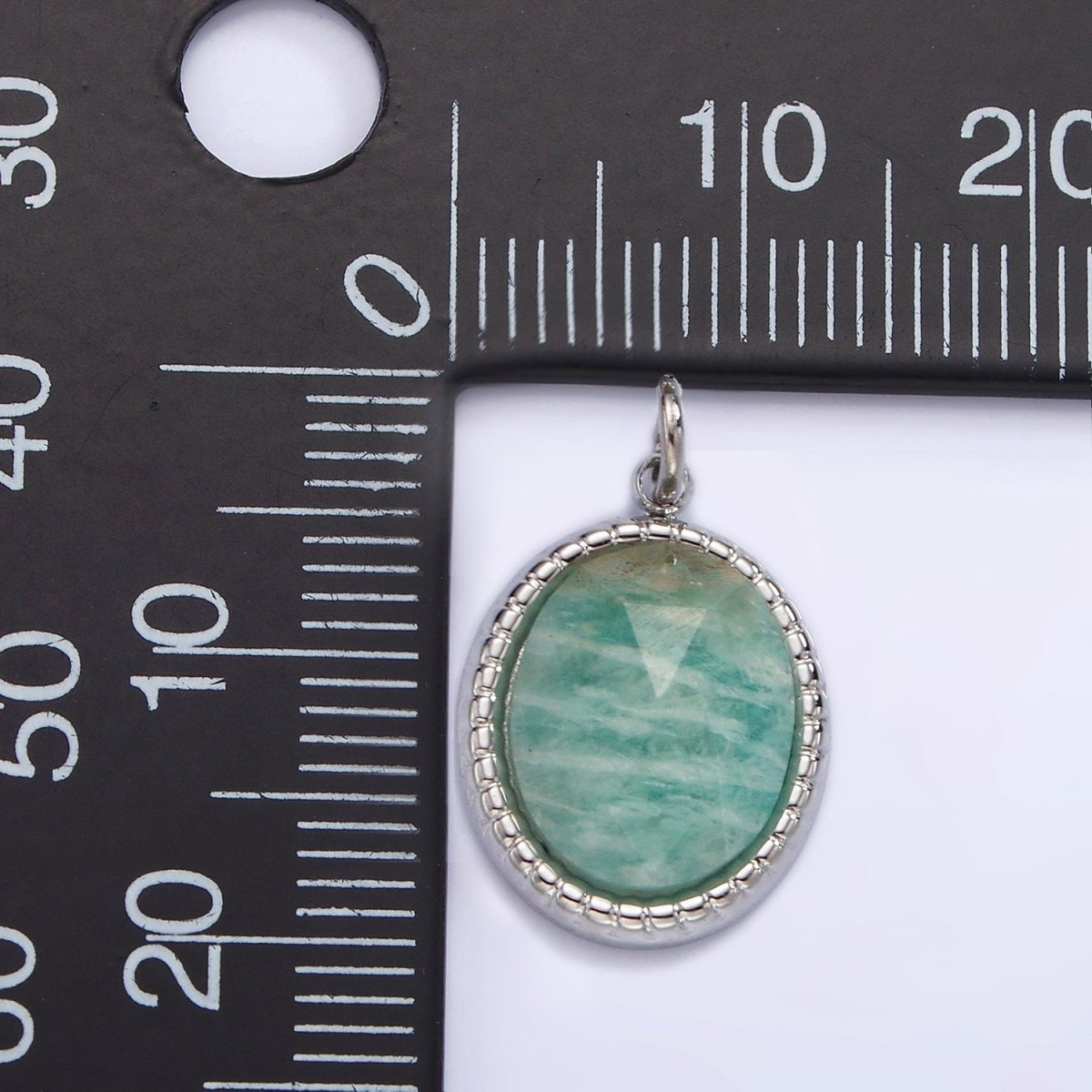Stainless Steel Clear Quartz, Amazonite, Zoisite, Aventurine, Lapis Lazuli Bezel Oval Charm in Silver &amp; Gold | P690-p692
