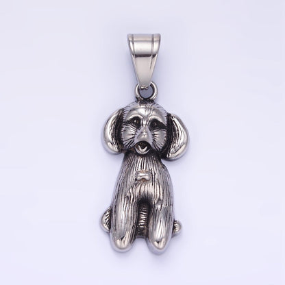 Stainless Steel 36.5mm Cocker Spaniel Pet Dog Minimalist in Gold &amp; Oxidized Silver | P1460