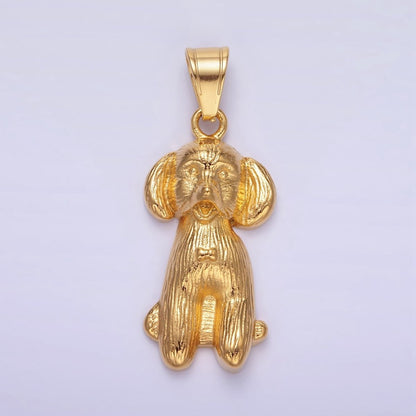 Stainless Steel 36.5mm Cocker Spaniel Pet Dog Minimalist in Gold &amp; Oxidized Silver | P1460